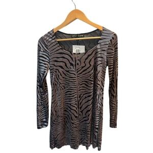 Vintage Betsy Johnson Y2K Zebra Burnout Velvet Mini Dress Indie Sleaze M